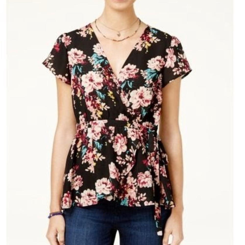 Lily Black Babydoll Waist Floral Wrap Too, Large